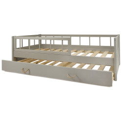 Lit d'enfant en bois avec barrière et double couchage